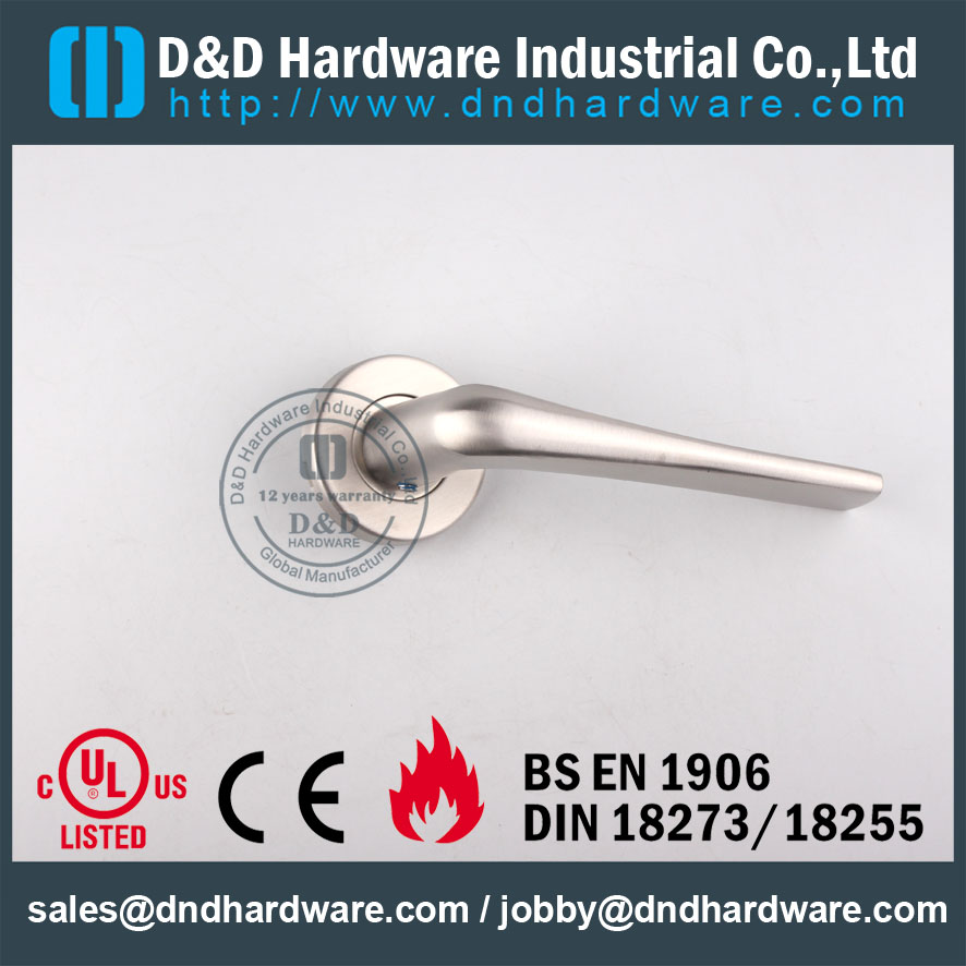 Stainless Steel 304 Modern Lever Handle on Rose Welding Type for Metal Commercial Door-DDTH034