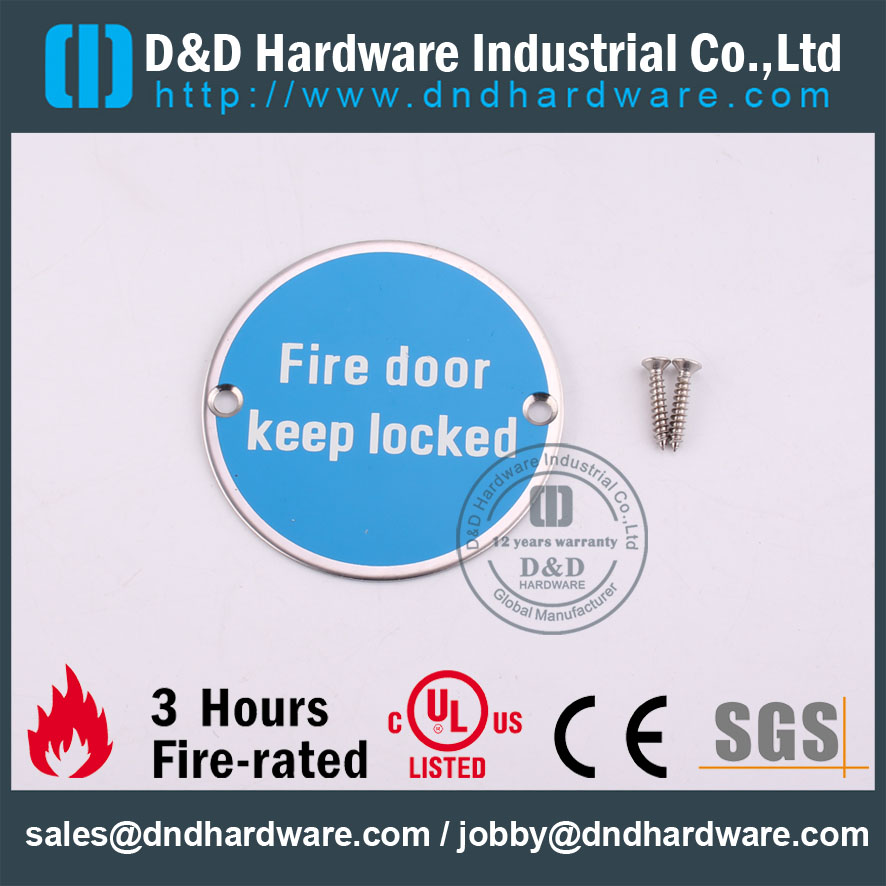 SUS304 Fire Door Indication Circular Sign Plate for Wooden Doors -DDSP007