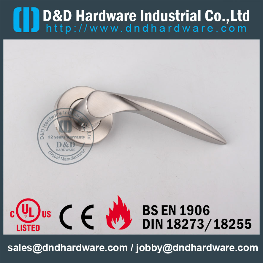 Stainless Steel 304 Thread Type Solid Lever Handle for Fire-Rated Doors-DDSH026