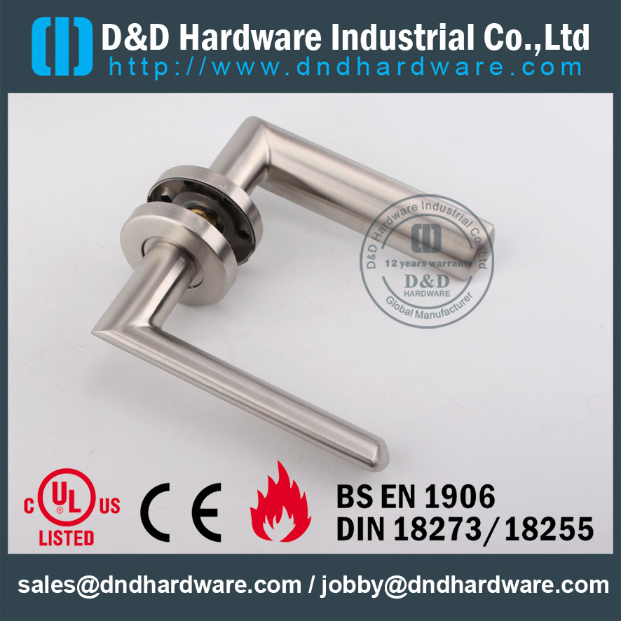 Commercial Stainless Steel Cast Solid Lever Handle on Rose for Office Doors -DDSH011