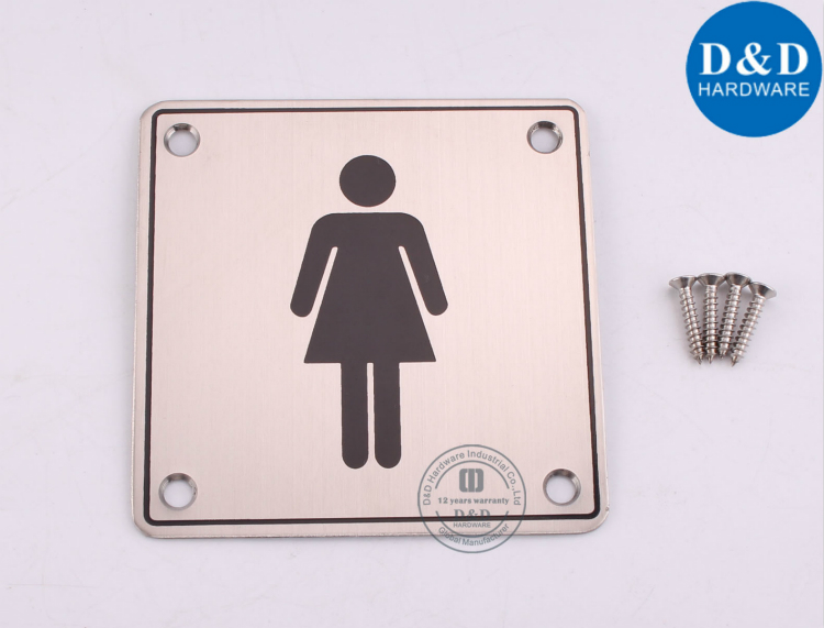 Stainless Steel Women’s Bathroom Square Sign Plate-D&D Hadware