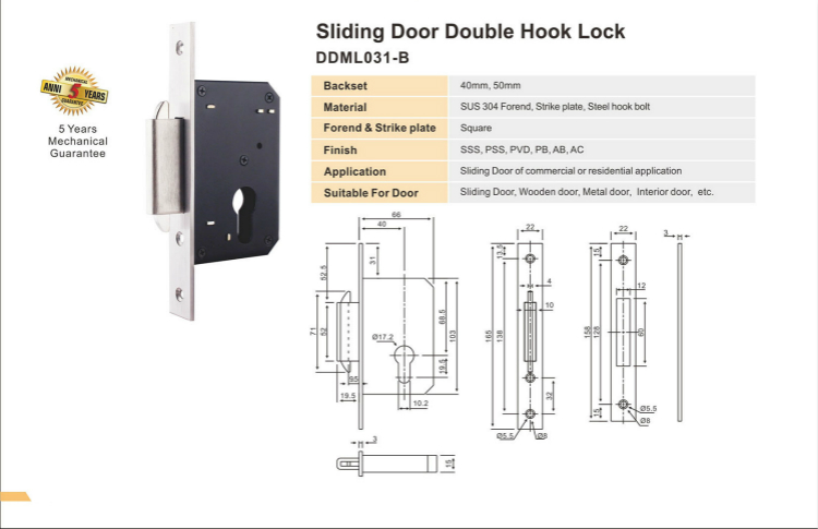 Sliding Door Double Hook Lock-D&D Hardware