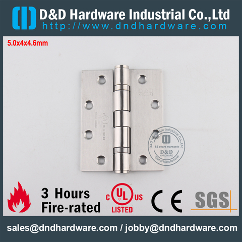 SS UL Fire Rated 2BB Door Hinge-DDSS006-FR-5x4x4.6mm