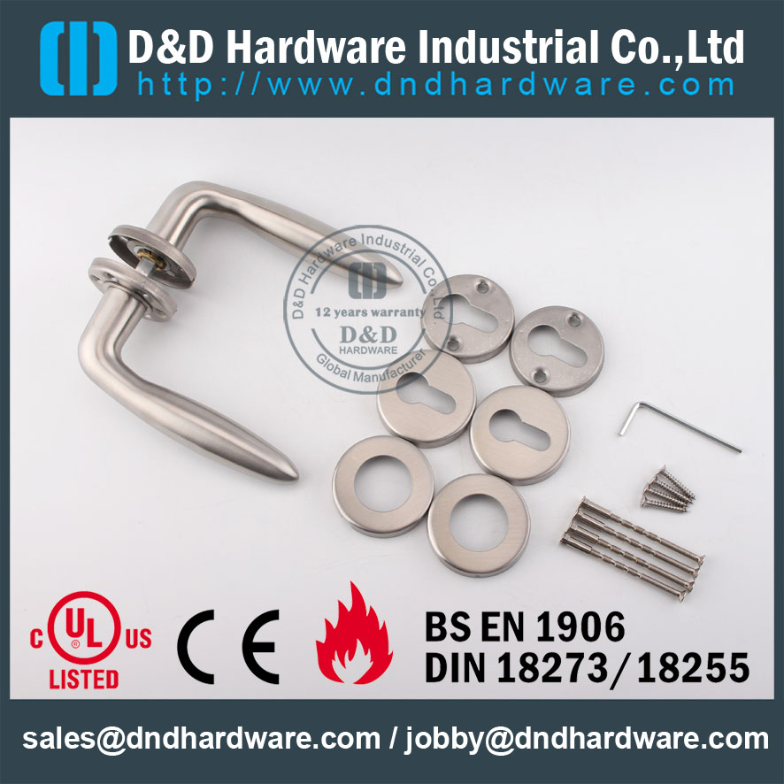 SS316 Internal Chrome Lever Door Handle Hollow Welding for Hotel Single Door-DDTH036