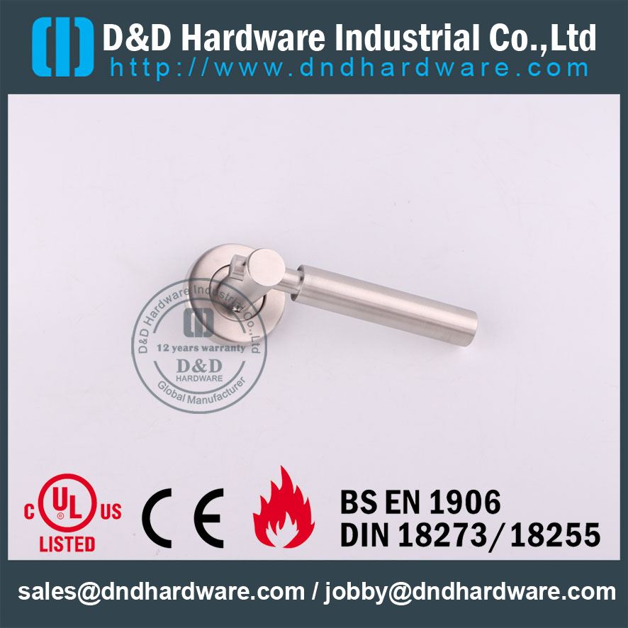 Stainless Steel 316 Chrome Solid Lever External Door Handle for Steel Doors -DDSH034