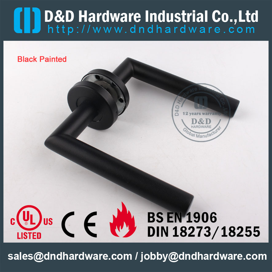 D&D Hardware-Black Painted Door Tube lever handle DDTH003