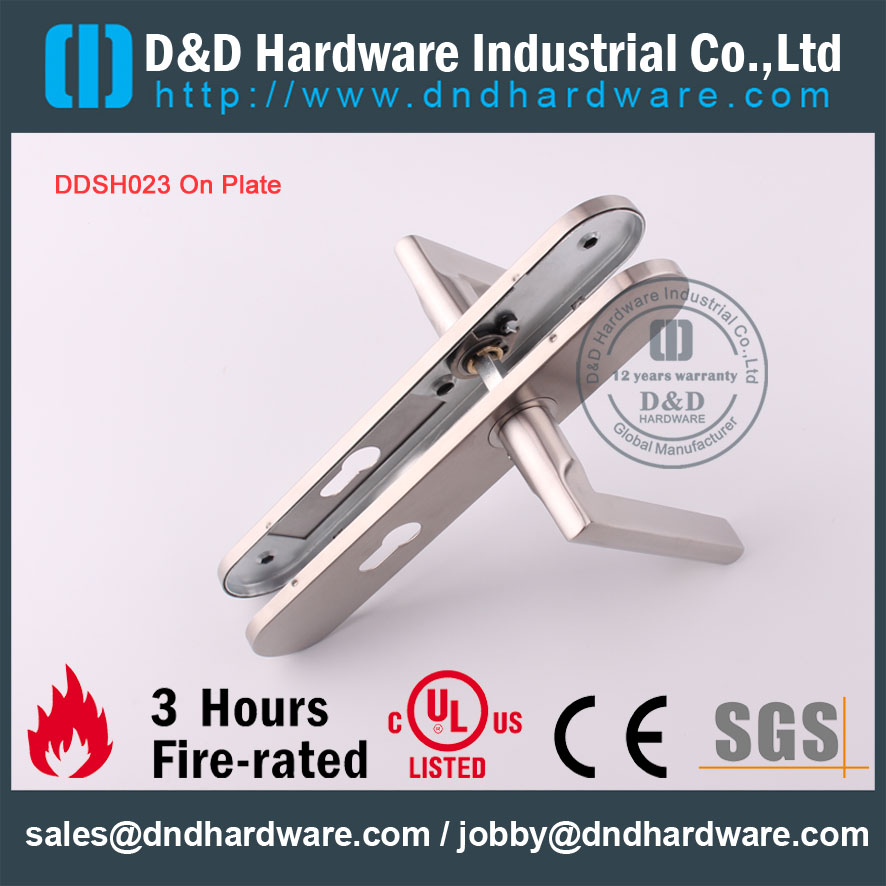 D&D Hardware-CE Certificate Fire Rated Solid handle on plate DDTP003