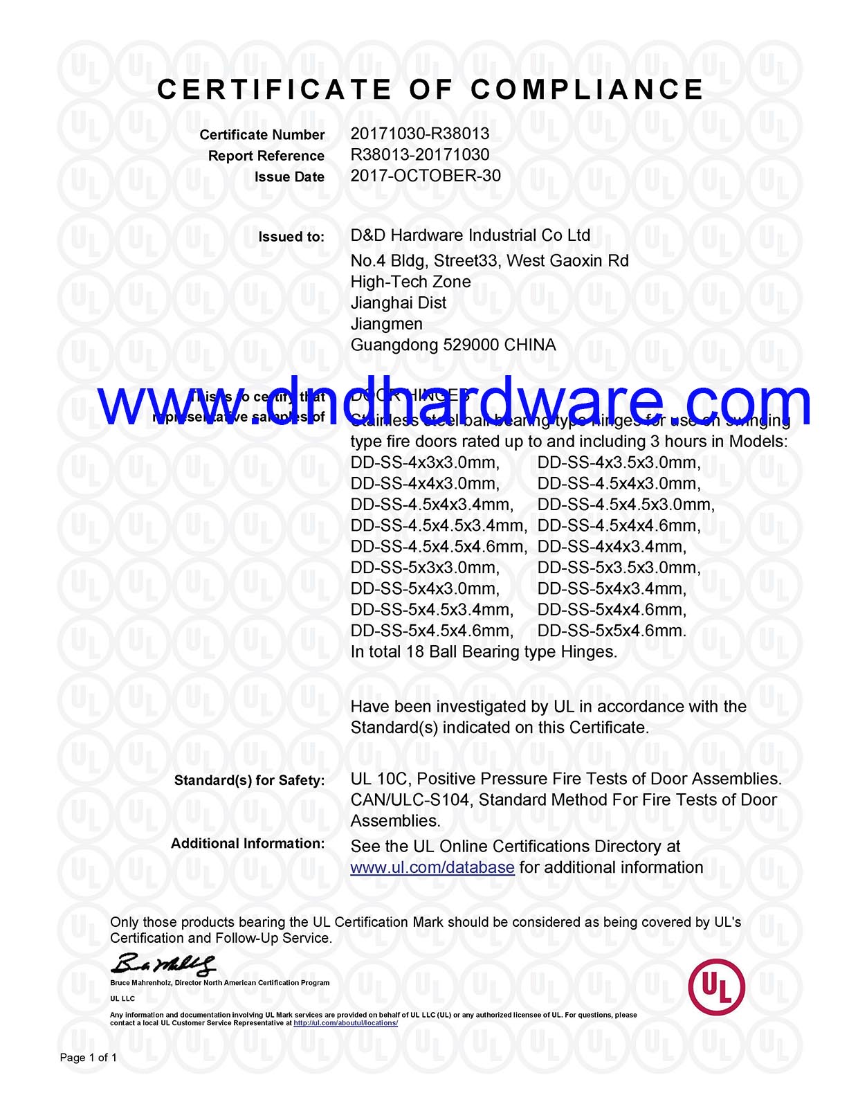 UL Hinge-R38013-D&D Hardware