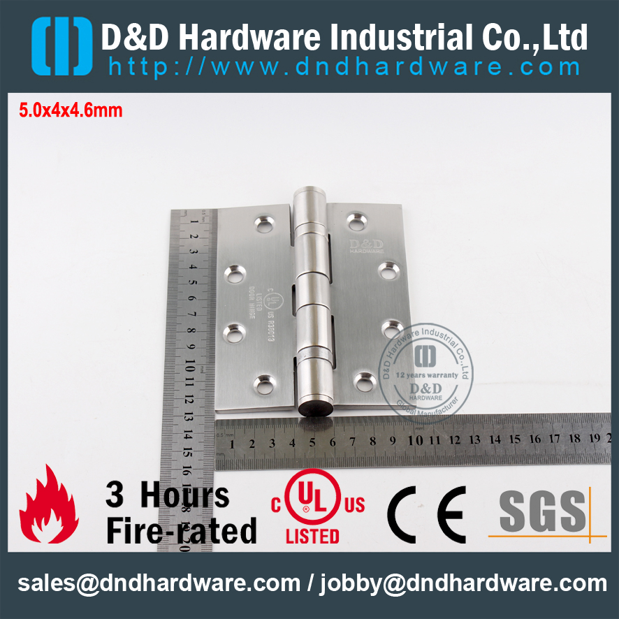 SS UL Fire Rated 2BB Door Hinge-DDSS006-FR-5x4x4.6mm
