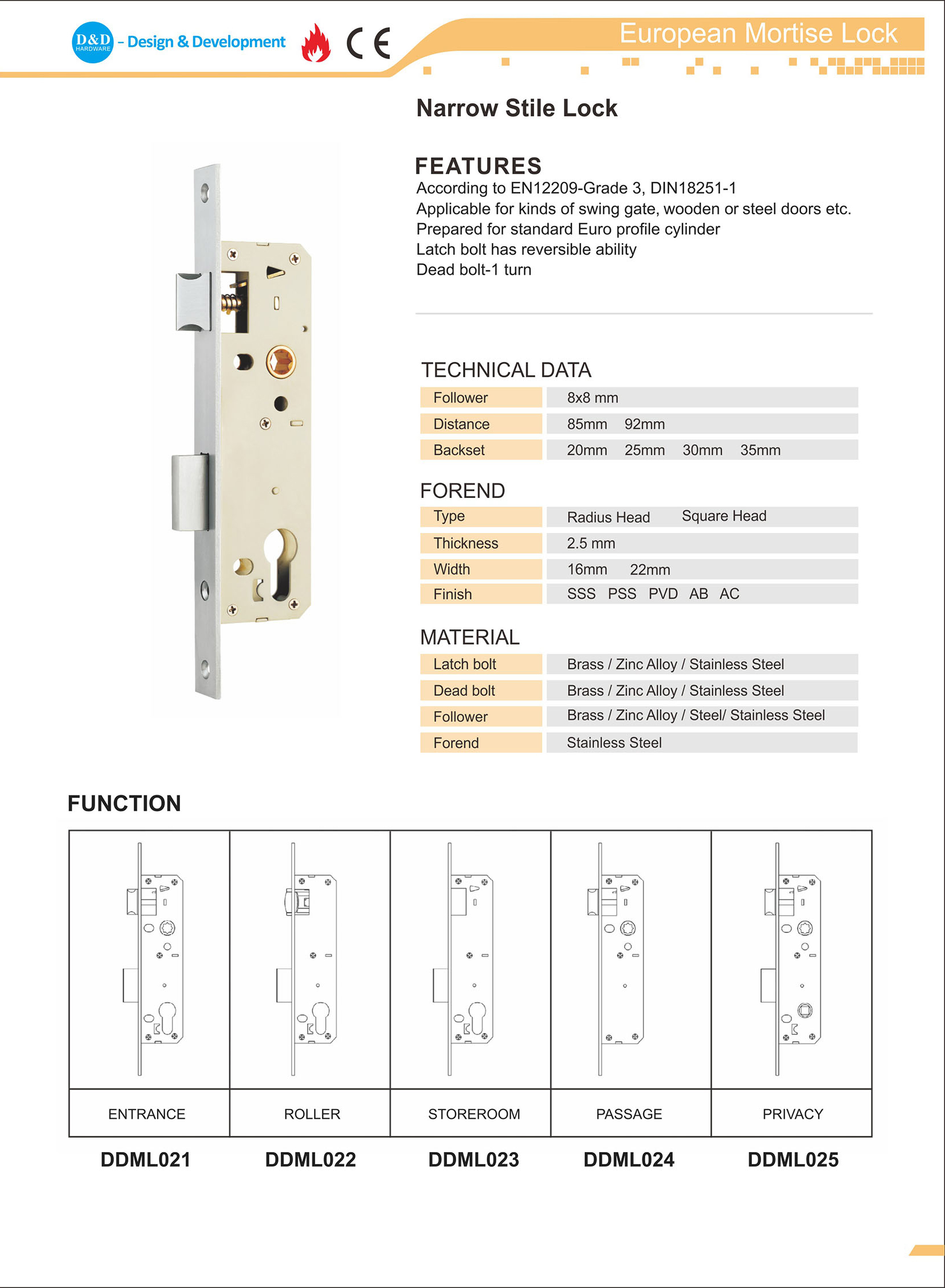 Brass Turn Button Stile Lock-DDML025