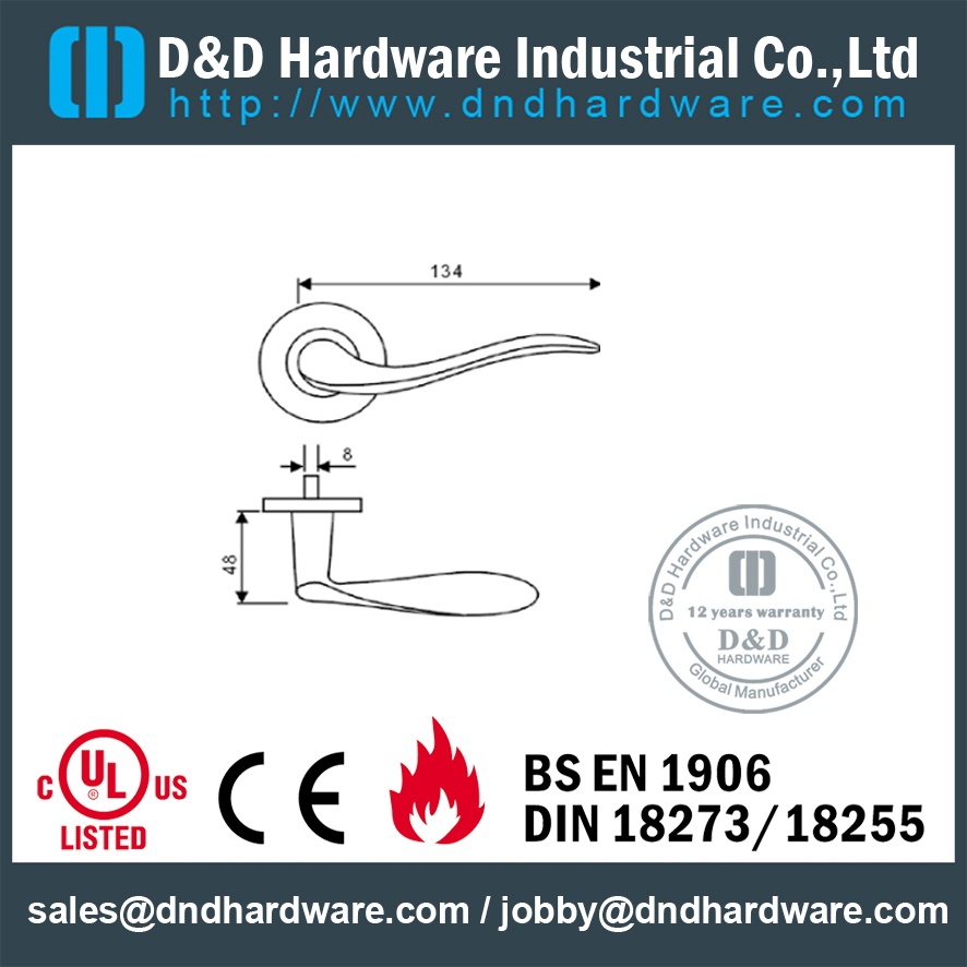 SUS304 contemporary solid door handle for Interior Door - DDSH185 
