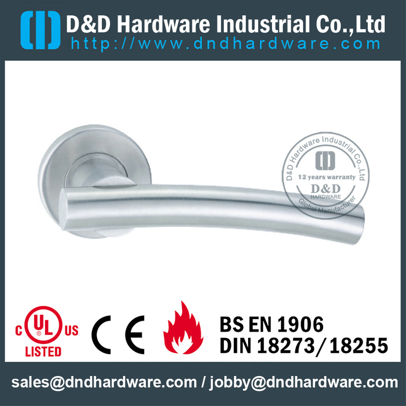 Stainless steel crank solid handle with round rose for Interior Door - DDSH124