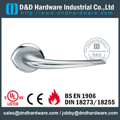 SSS316 fire rated solid door handle with mouth type rose for Wooden Door- DDSH055