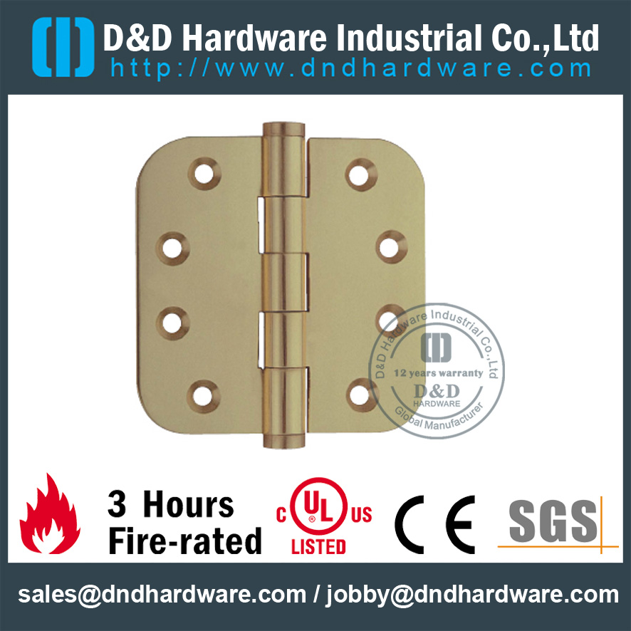 DDBH009 Solid Brass Plain Joint Round Corner Hinge-D&D Hardware