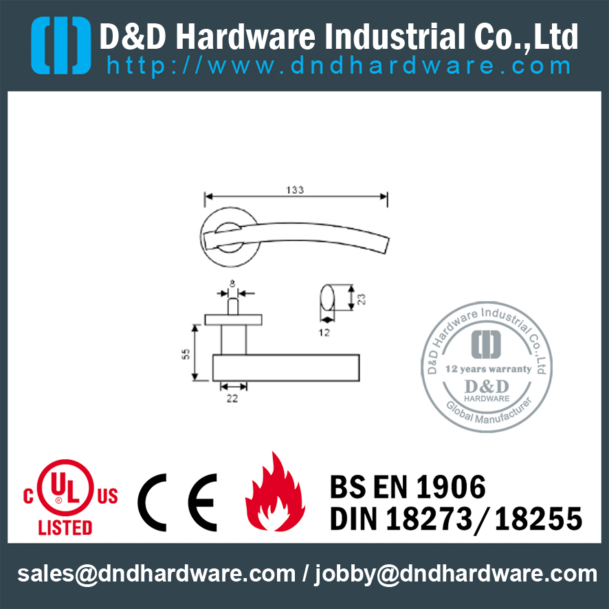 Stainless steel vertical bent solid casting handle for Steel Door- DDSH089