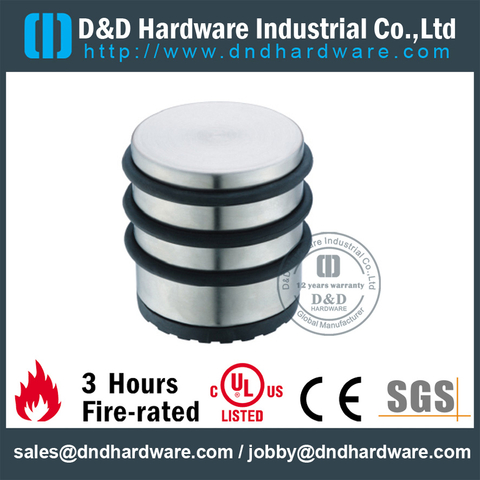 Stainless steel cylindrical floor mounted door holder with 3 rubber ring for Fire Door-DDDS054