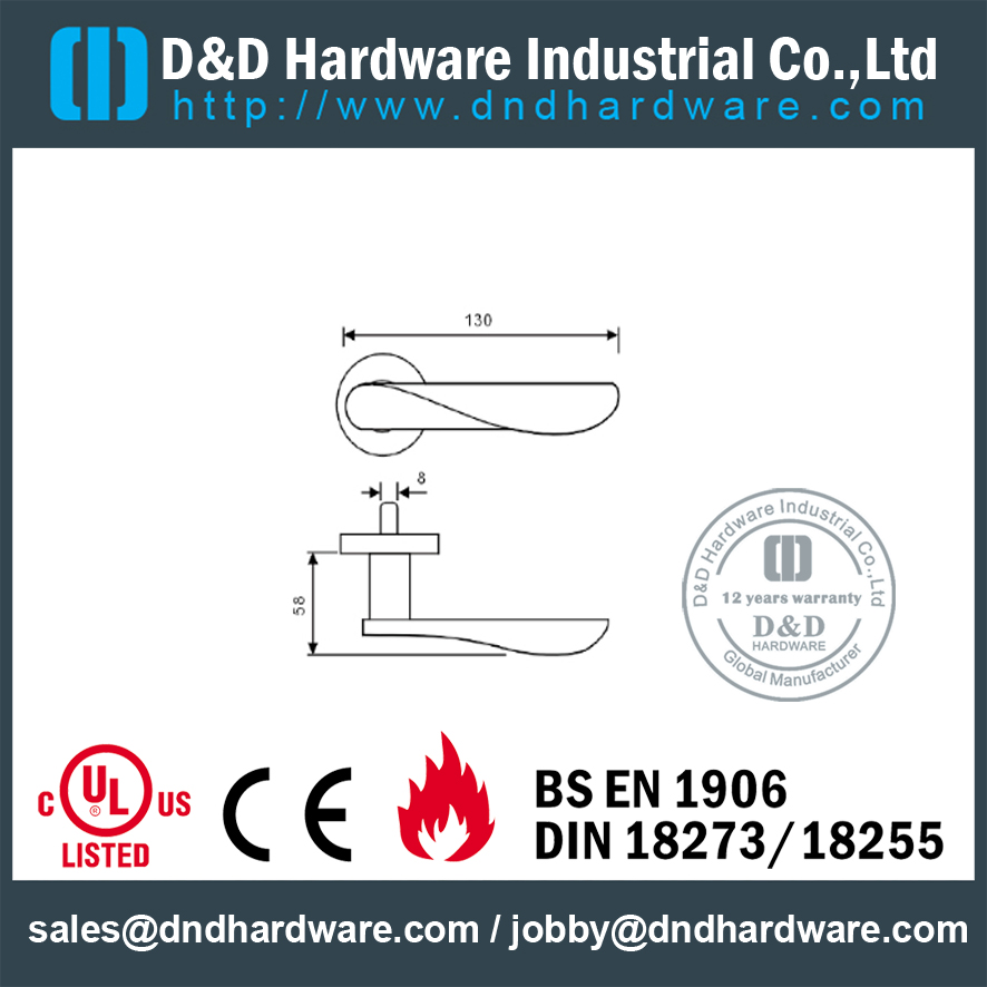 SS304 modern design solid lever handle for Wooden Door- DDSH066 