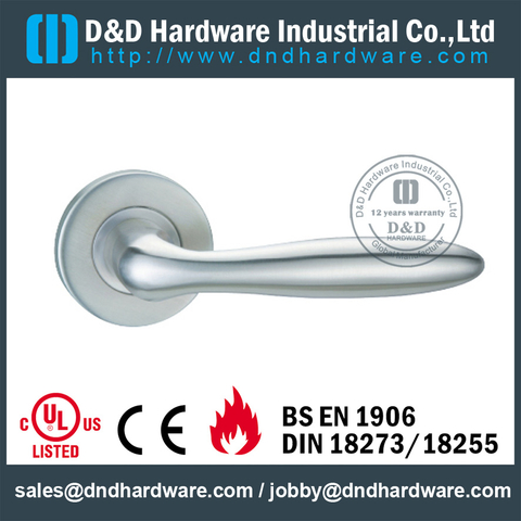 Antirust new design convex solid door handle with round rose for Commercial Door-DDSH102 