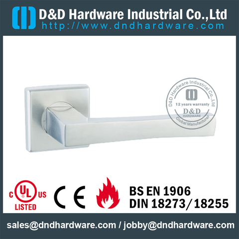 Antirust square tubular solid lever handle with square rose for Wood Door - DDSH125 