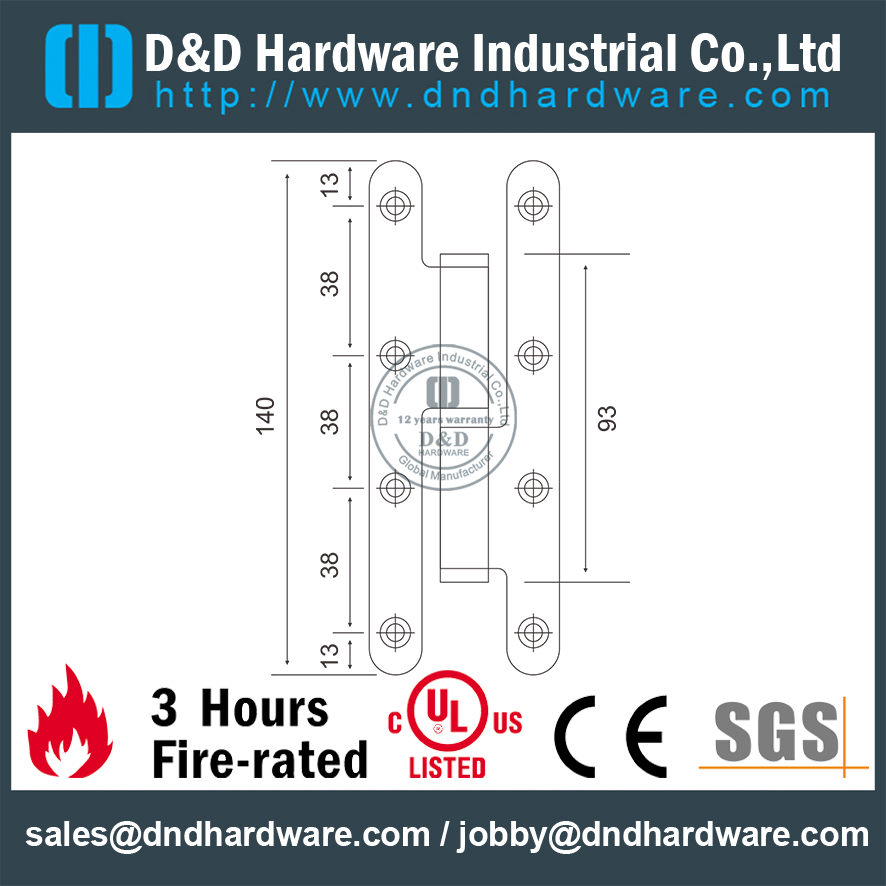 SS316 Round Corner H Hinge for Shower Door-DDSS019-B