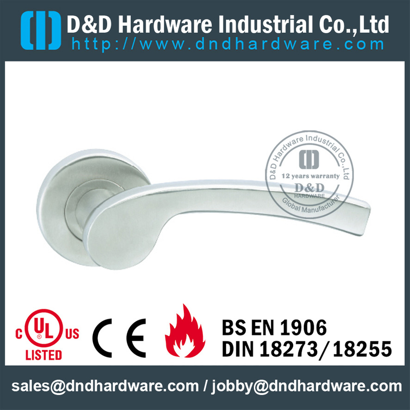 Stainless Steel Cast Solid Lever Handle on Rose for Office Doors-DDSH074