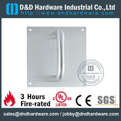 Stainless Steel 304 Lever Handle Euro Profile on Square Plate for Steel Door-DDSP021