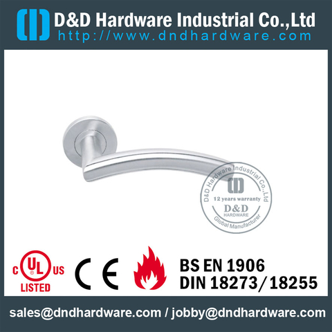 SS304 Hollow Bend Mitred Shape Fire Rated Door Handle for Steel Door with EN1906-DDTH008