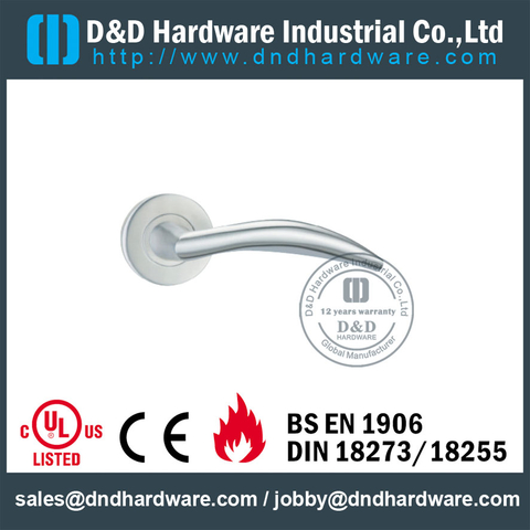 SUS 316 Solid Lever Handle on Rose Concealed Fix for Steel Doors -DDSH007