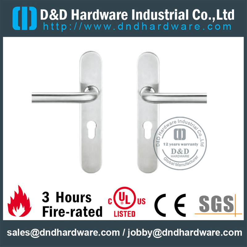 SS316 Tube L Shape Lever Handle with Backplate for Metal Door-DDTP003