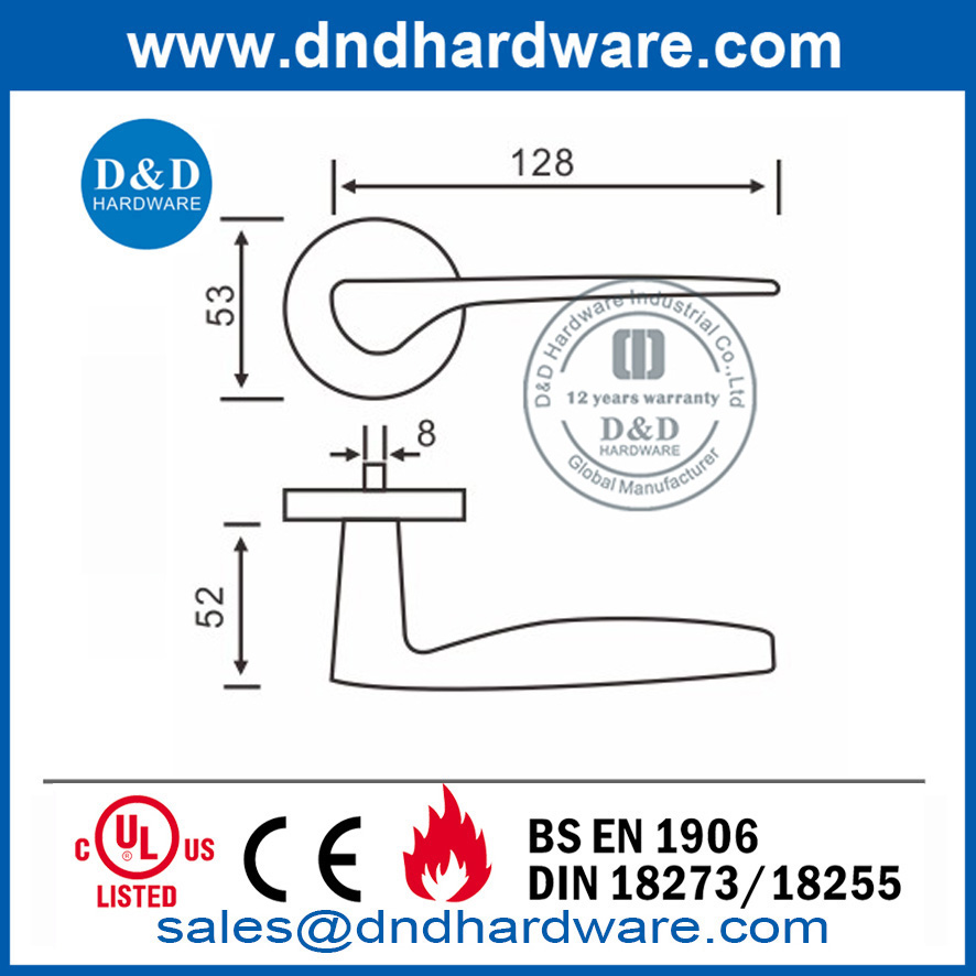 SS316 External Door Solid Lever Handles for Wooden Door-DDSH008