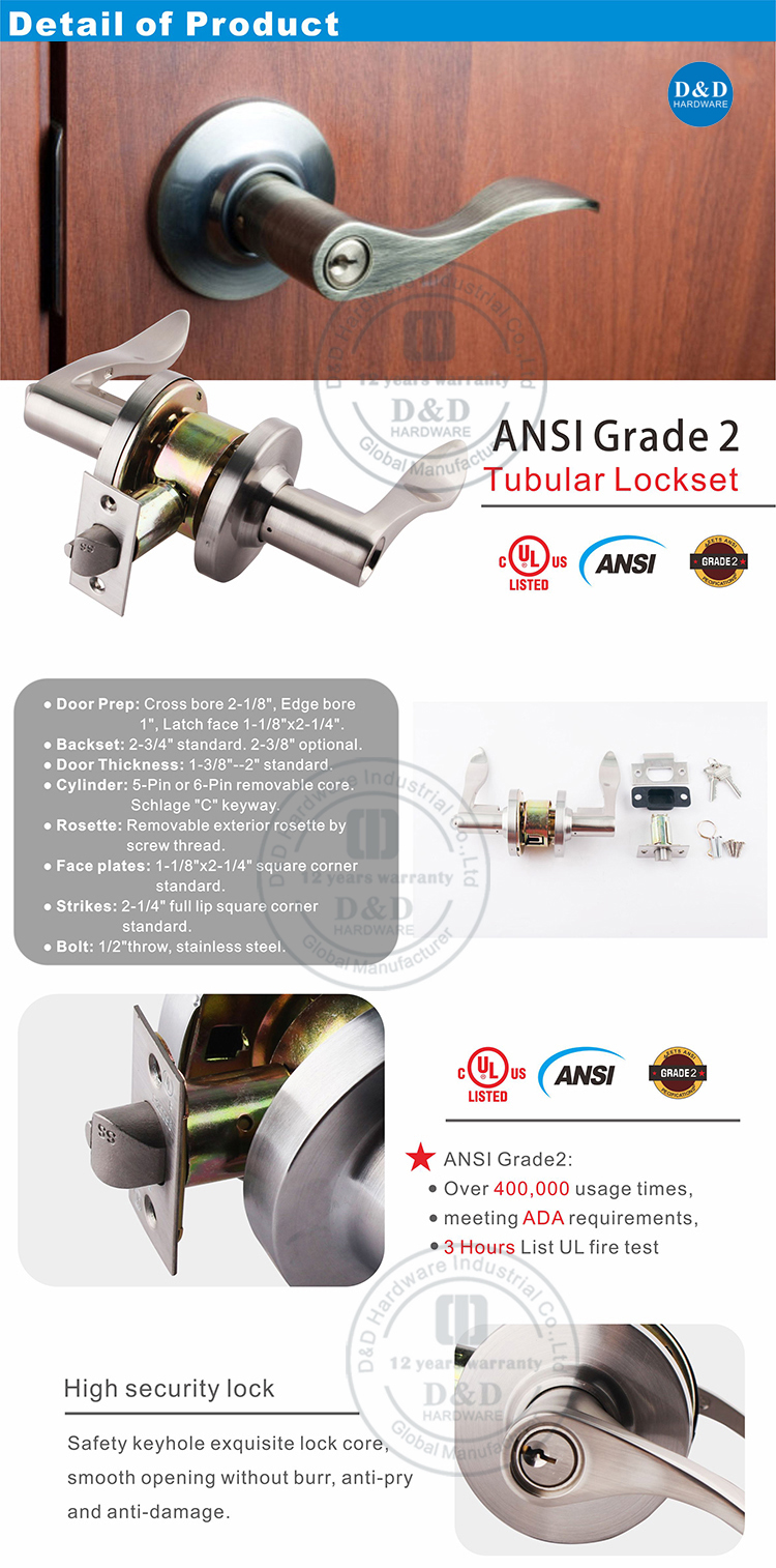 ANSl Tubular Lockset-DDLK010-D&D Hardware