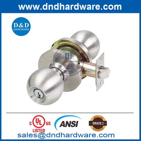 UL Listed UL 10C Zinc Alloy ANSI Fire Rated Cylinderical Tubular Knob Lockset-DDLK012