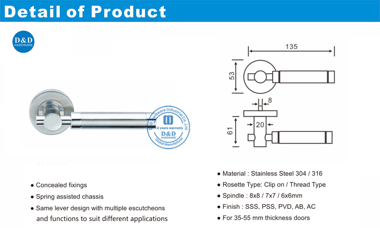Solid Door Handle-DDSH034-D&D Hardware