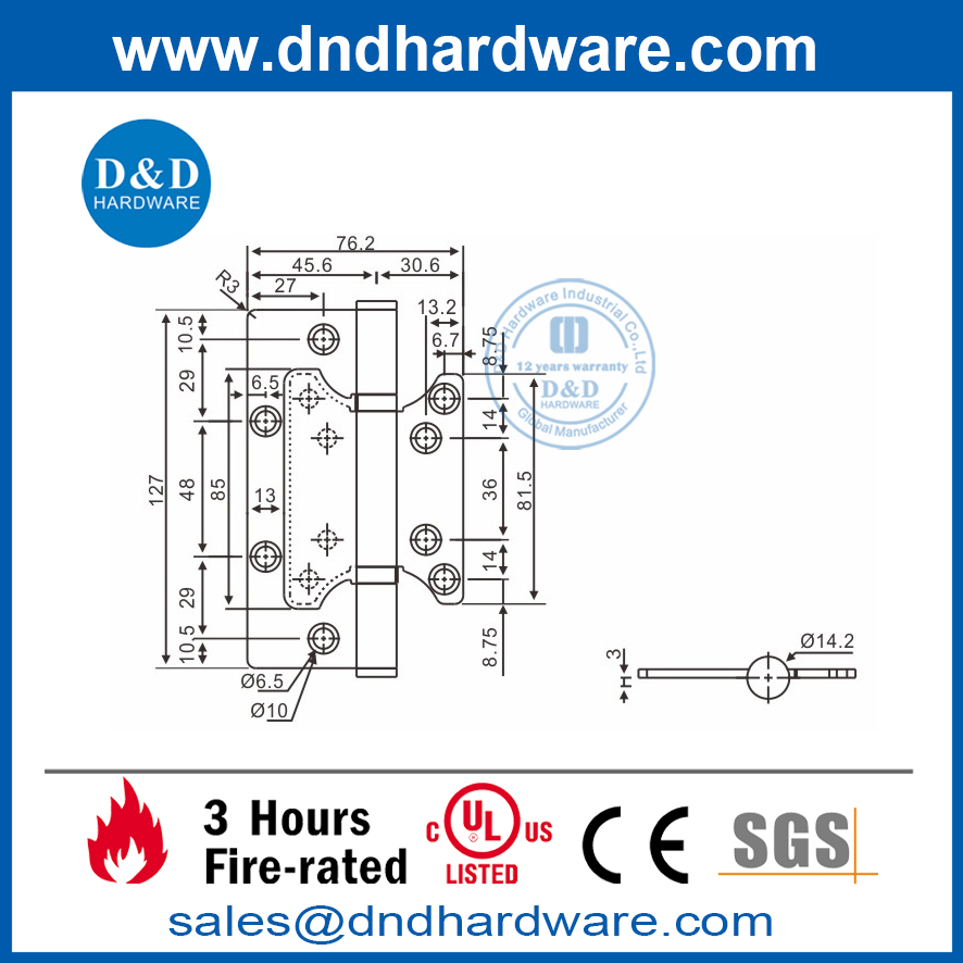 Stainless Steel Modern Flush Hinge for Offices Doors-DDSS026