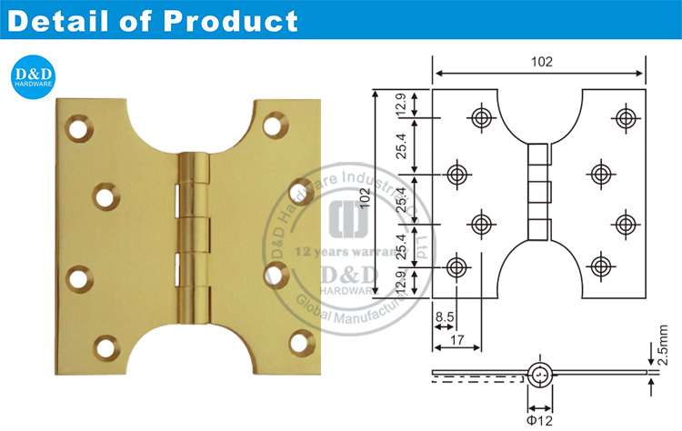 Solid Brass Parliament Hinge-DDBH012-D&D Hardware.