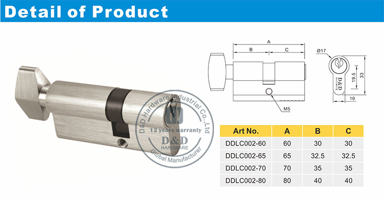 Single Cylinder with Turn-DDLC002-D&D Hardware