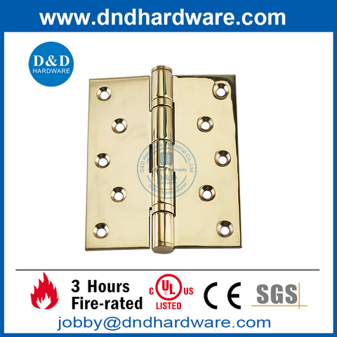 SS304 Fire Rated 2BB UL Polished Brass Polished finish Door Hinge-DDSS007-FR-5x4x3mm