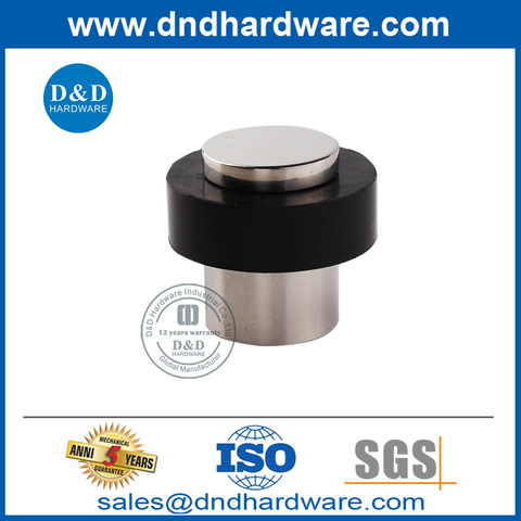 Silver Stainless Steel Rubber Door Stopper for Front Door-DDDS007