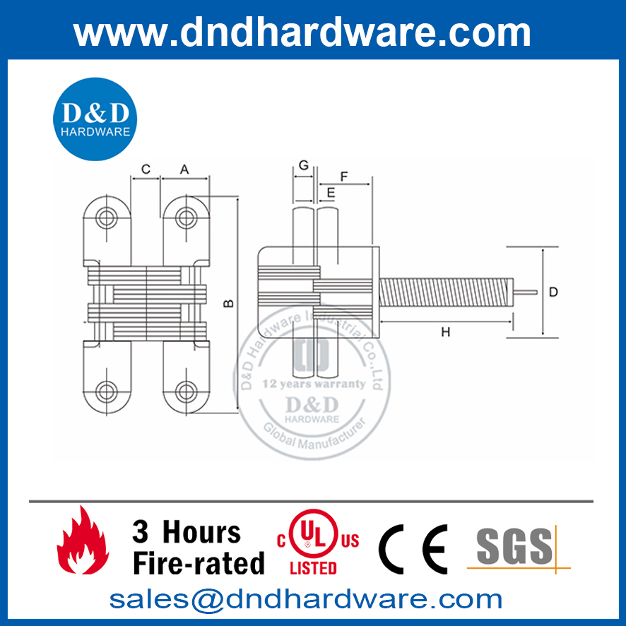 Stainless Steel Adjusting Spring Invisible Hinge-DDCH010