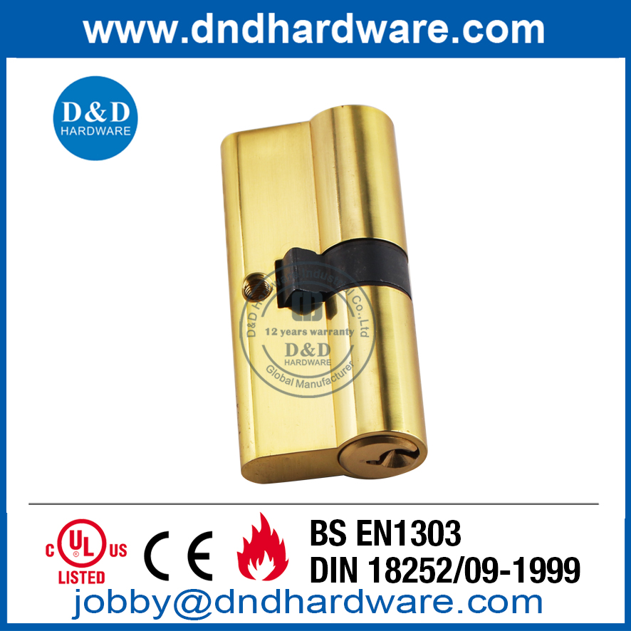 EN 1303 Solid Brass Polished Brass Double Cylinder Lock-DDLC003