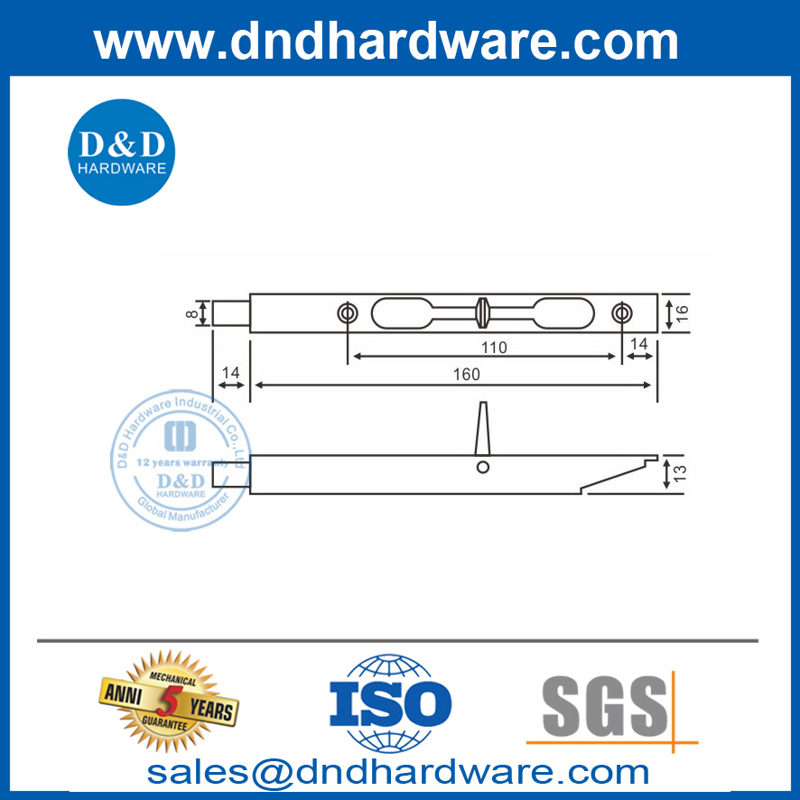 Modern Security Stainless Steel Concealed Box Type Flush Door Bolt-DDDB007