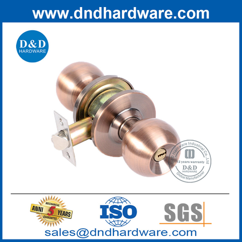 Antique Copper Finish Zinc Alloy Interior Door Knobs with Key Locks-DDLK046