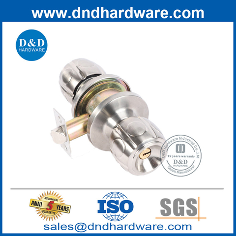 Satin Nickel Zinc Alloy Door Knob Lock with Computer Keys-DDLK044
