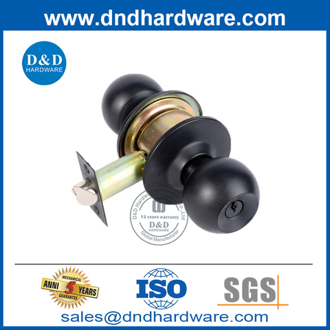 Matt Black Double Cylinder Knobset in Zinc Alloy for Entry Door-DDLK037