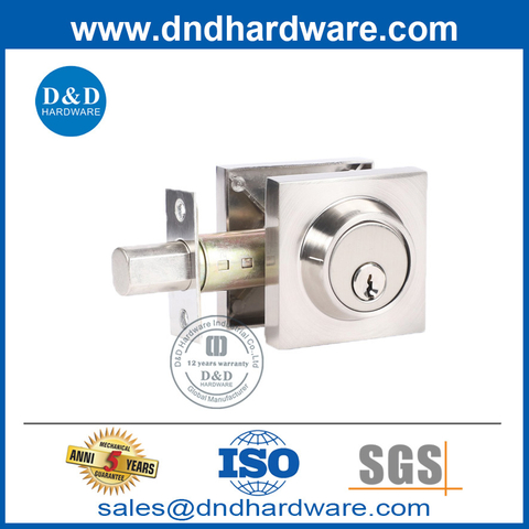 Zinc Alloy Satin Nickel Square Exterior Door Knob Deadbolt-DDLK030