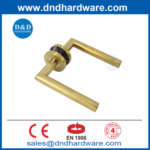 EN1906 Satin Brass Simple Design OEM SS304 Interior Lever Door Handle-DDTH003