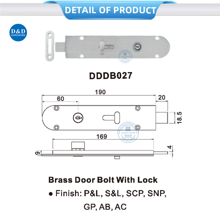 Door Bolt with Lock
