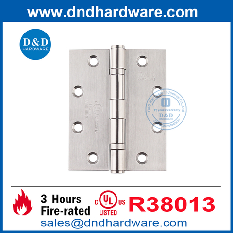 Good Quality Satin Stainless Steel Finish Fire Rated UL Listed Front Door Hinges-DDSS005-FR-5X4X3.0