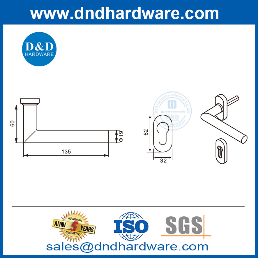 Stainless Steel Narrow Handle Bedroom Wooden Door Handle-DDNH003