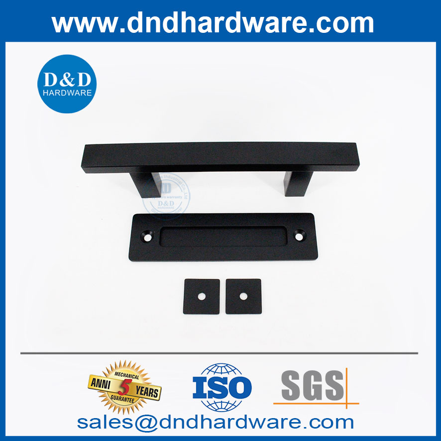 Black Heavy Duty Steel Sliding Door Handle Barn Door Pull and Flush Hardware-DDBD103